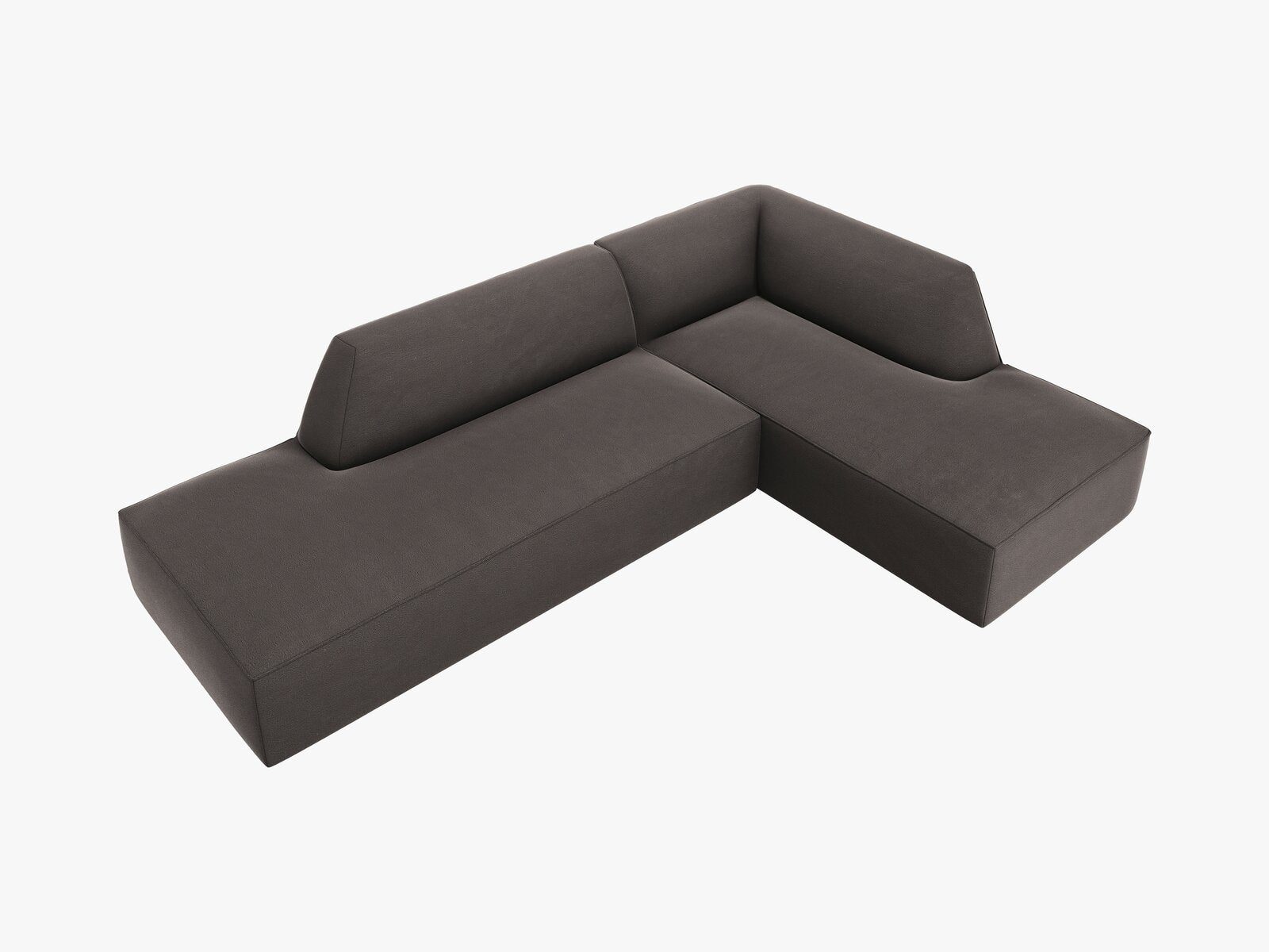 Micadoni Ecksofa Ruby 4-Sitzer Rechts Samt Salvador Dunkelgrau