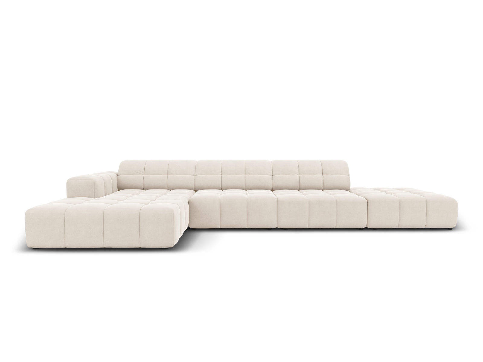 Cosmopolitan Design Ecksofa Chicago 5-Sitzer offen Samt Bluvel Helles Beige Links