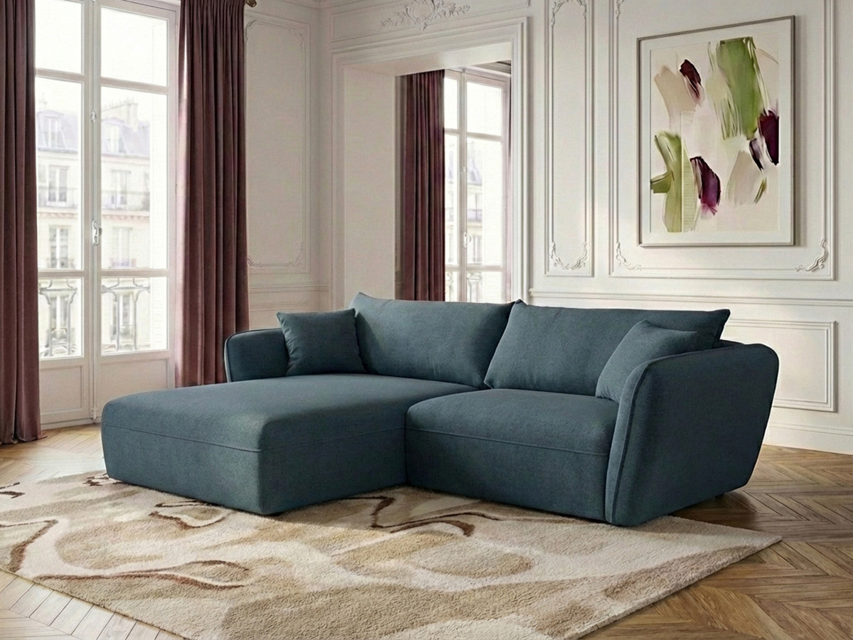 Bobochic Luigi Ecksofa Strukturstoff Blau Ecke links