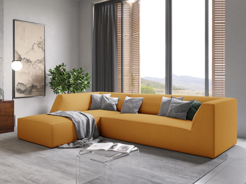 Cosmopolitan Design Ecksofa Siena 4-Sitzer Strukturierter Stoff Ottawa Gelb Links