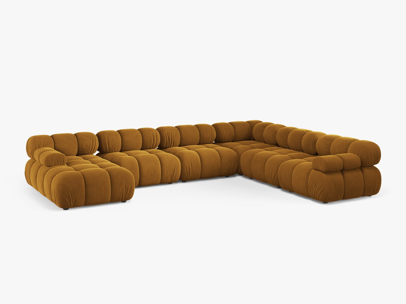 Micadoni Modulares Panorama Ecksofa Bellis 8-Sitzer Rechts Samt Bluvel Gelb