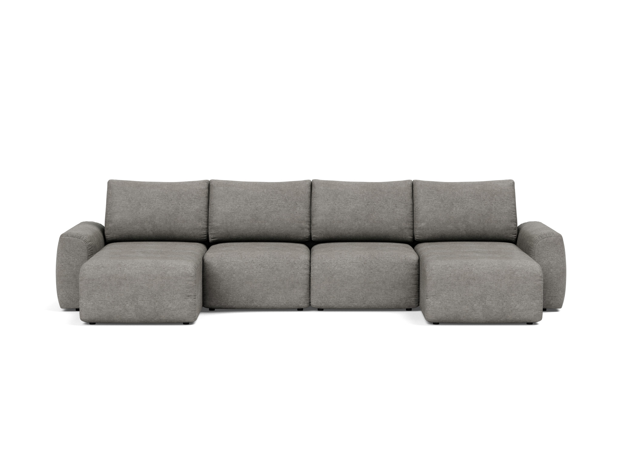Schlafsofa Norum U-Form mit Chunky-Armlehnen Flachgewebe Avella 282-Warm-Grey