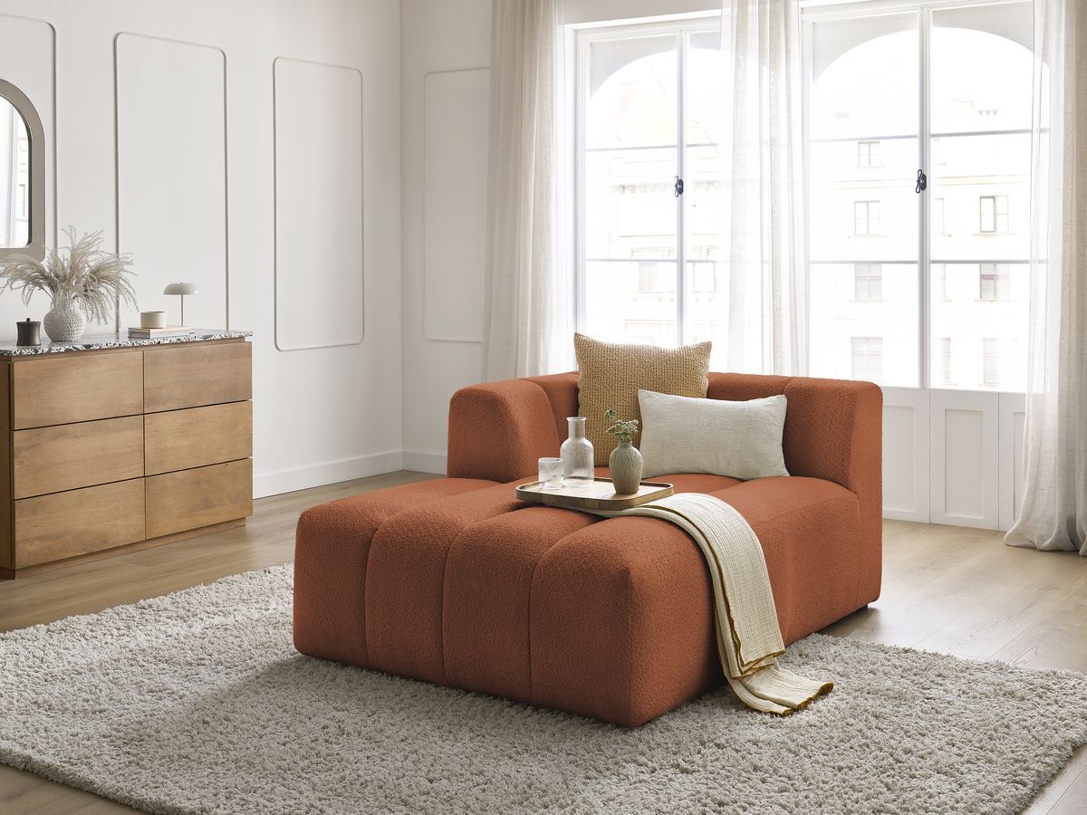 Bobochic Annecy Méridienne-Modul Bouclé-Stoff Orange Ecke links