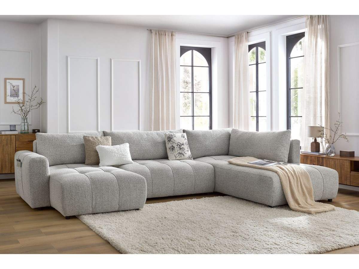 Bobochic Arsene Wohnlandschaft Melange-Stoff Hellgrau Ecke links