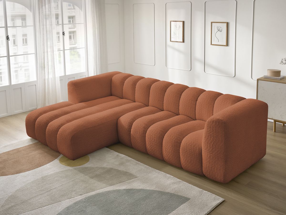 Bobochic Talia Ecksofa Bouclé-Stoff Orange Ecke links