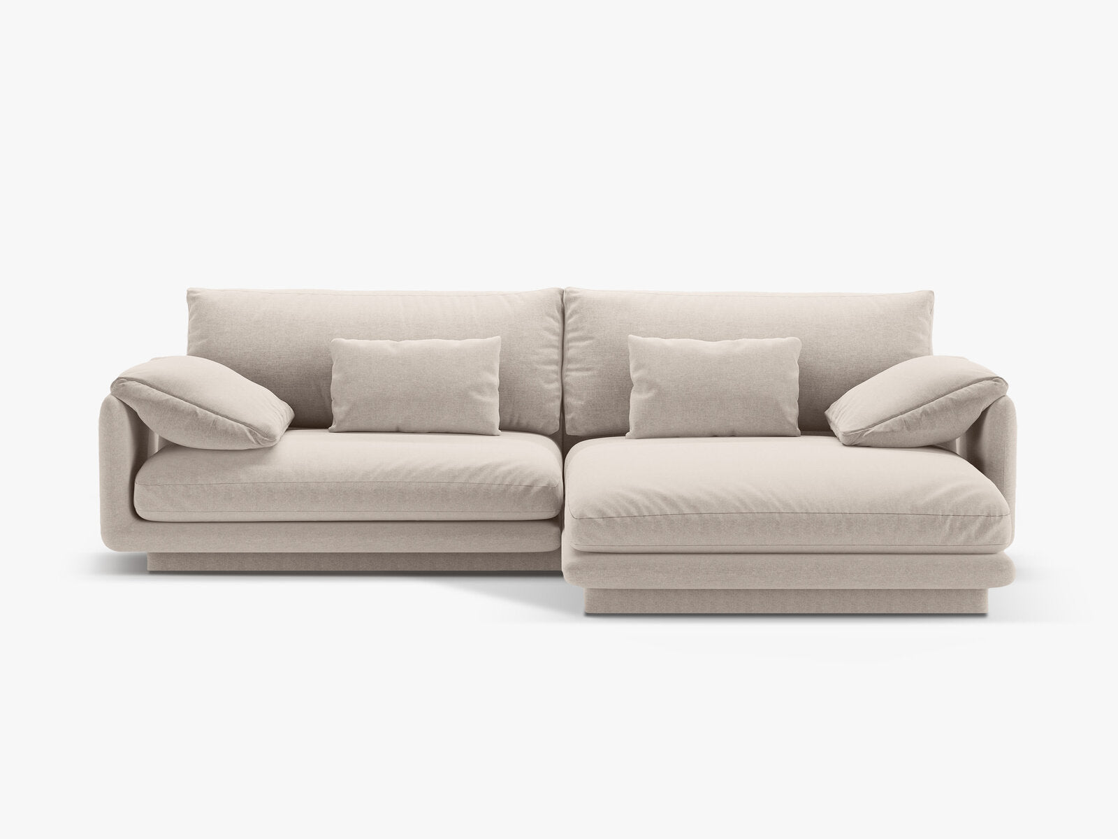 Micadoni Ecksofa Torino 4-Sitzer Rechts Strukturierter Stoff Helles Beige