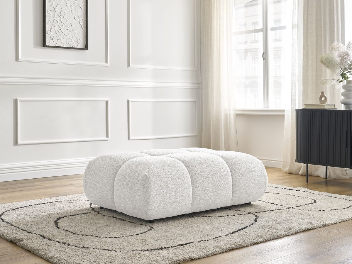 Bobochic Alya Pouf Bouclé-Stoff Weiß