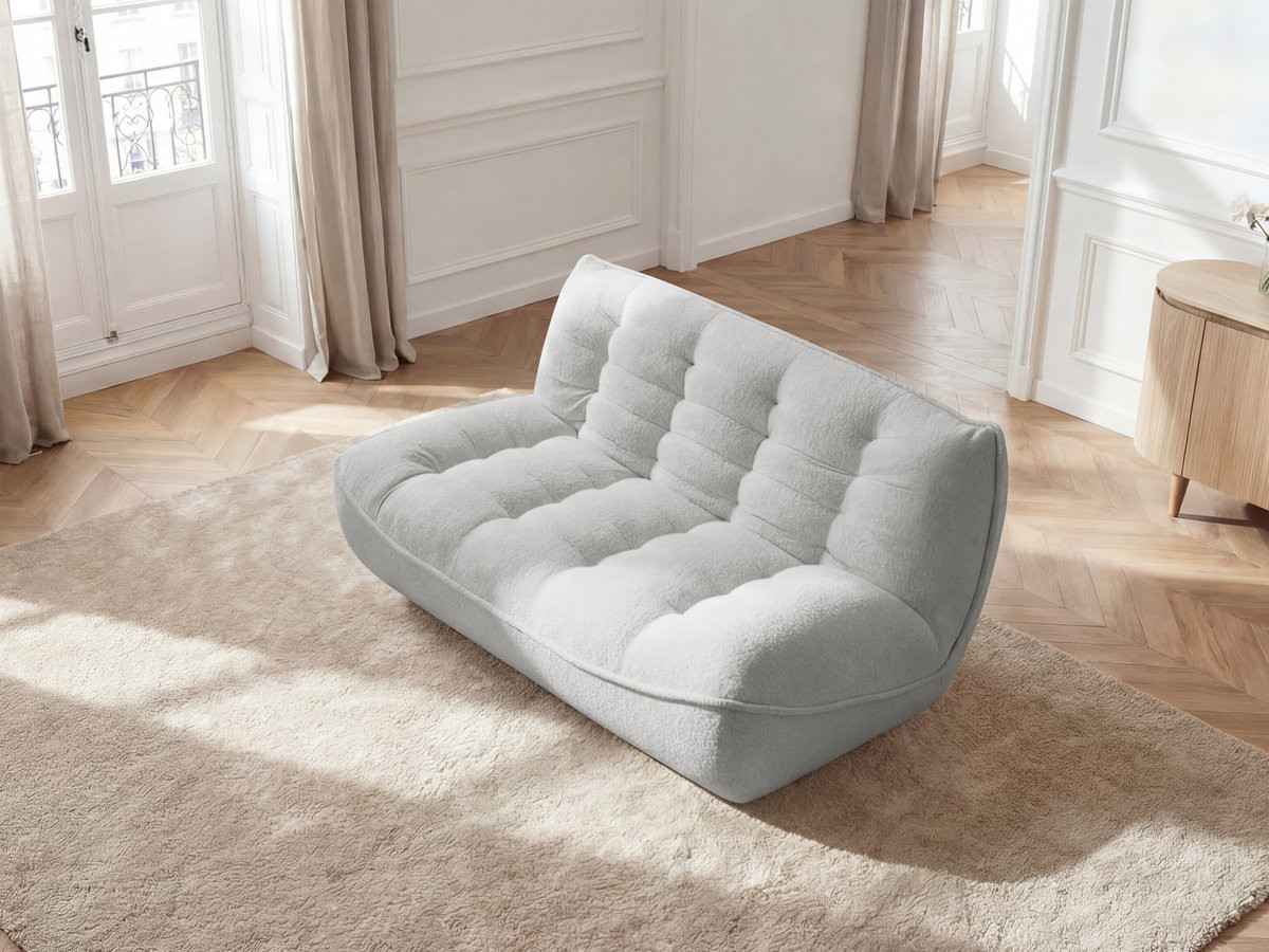 Bobochic Serena Sofamodul 2-Sitzer Melange-Stoff Hellgrau