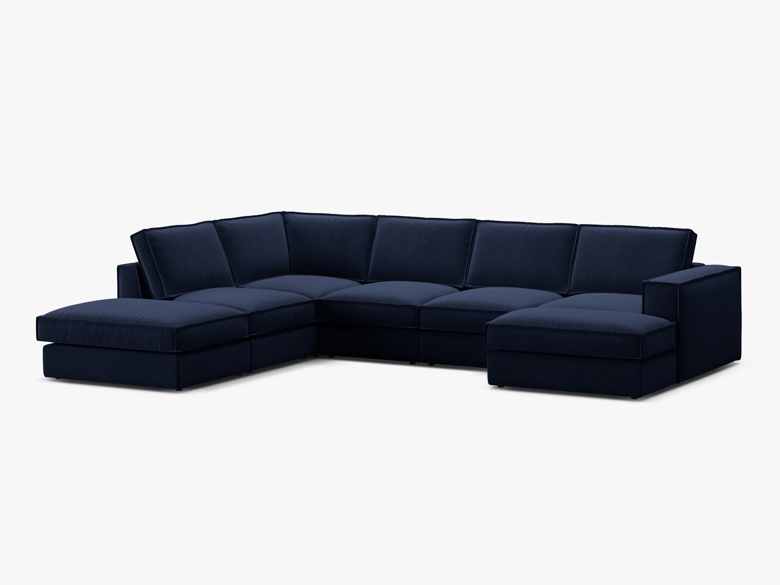 Micadoni modulares Panorama Ecksofa Pola 5-Sitzer Links Samt Salvador Königsblau