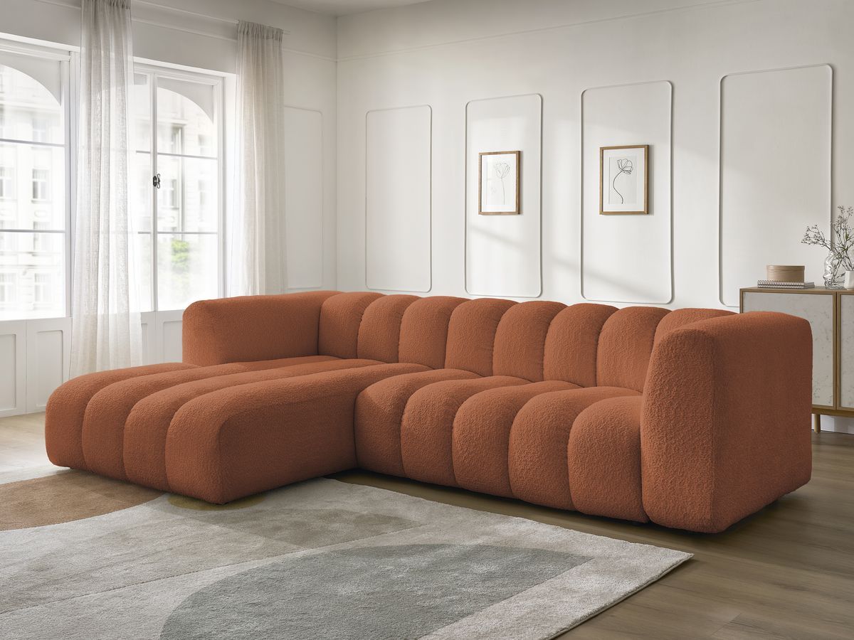 Bobochic Talia Ecksofa Bouclé-Stoff Orange Ecke links