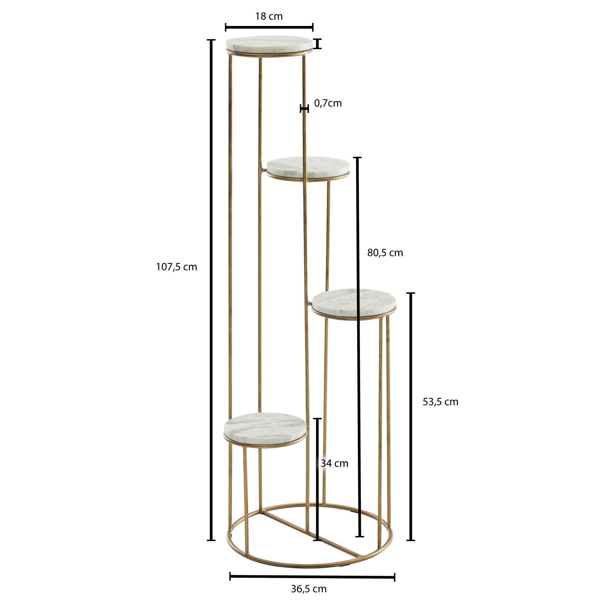 Standregal Vindheimar Marmor Gold 36,5 × 36,5 × 107,5 cm