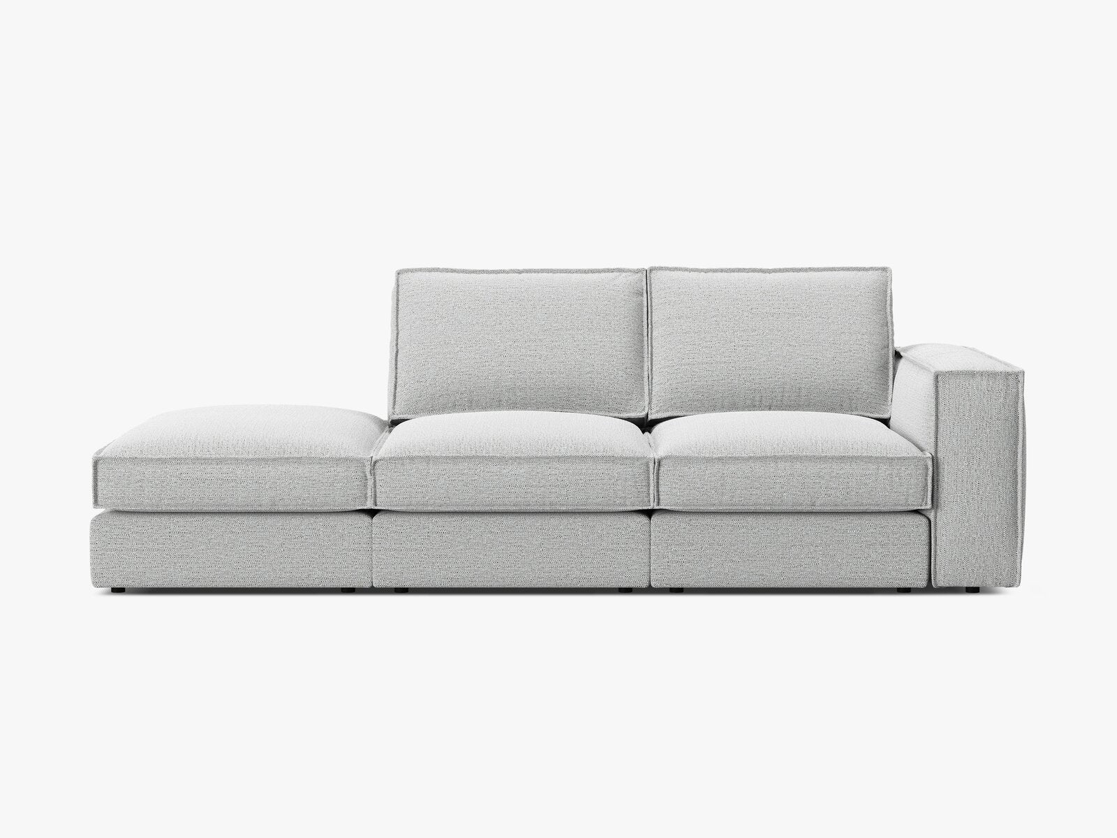 Micadoni modulares offenes Sofa Pola 3-Sitzer Links Strukturierter Stoff Babel Hellgrau