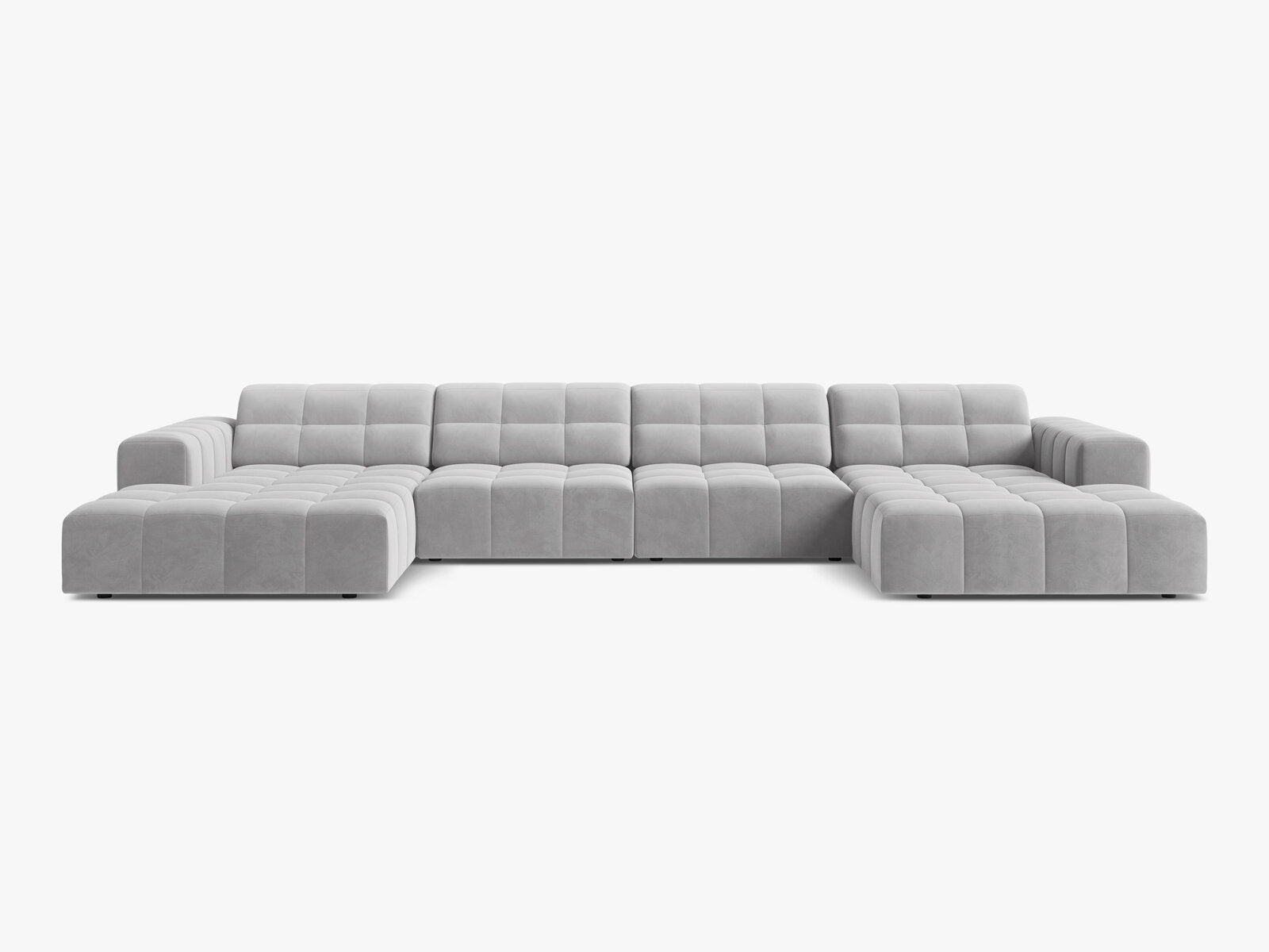 Micadoni Panorama Sofa Jennifer 6-Sitzer Samt Bluvel Silber