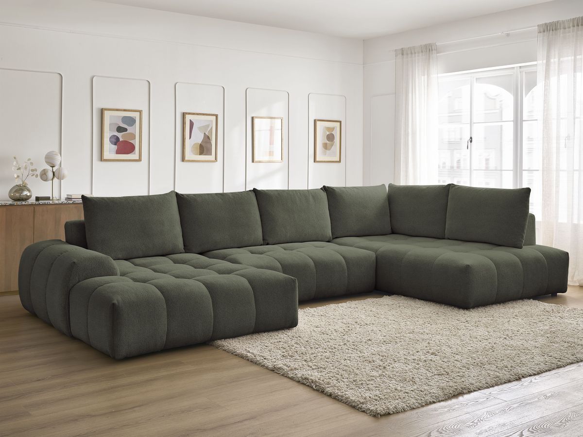 Bobochic Everest Wohnlandschaft, 6 Kissen Melange-Stoff Grün Ecke links