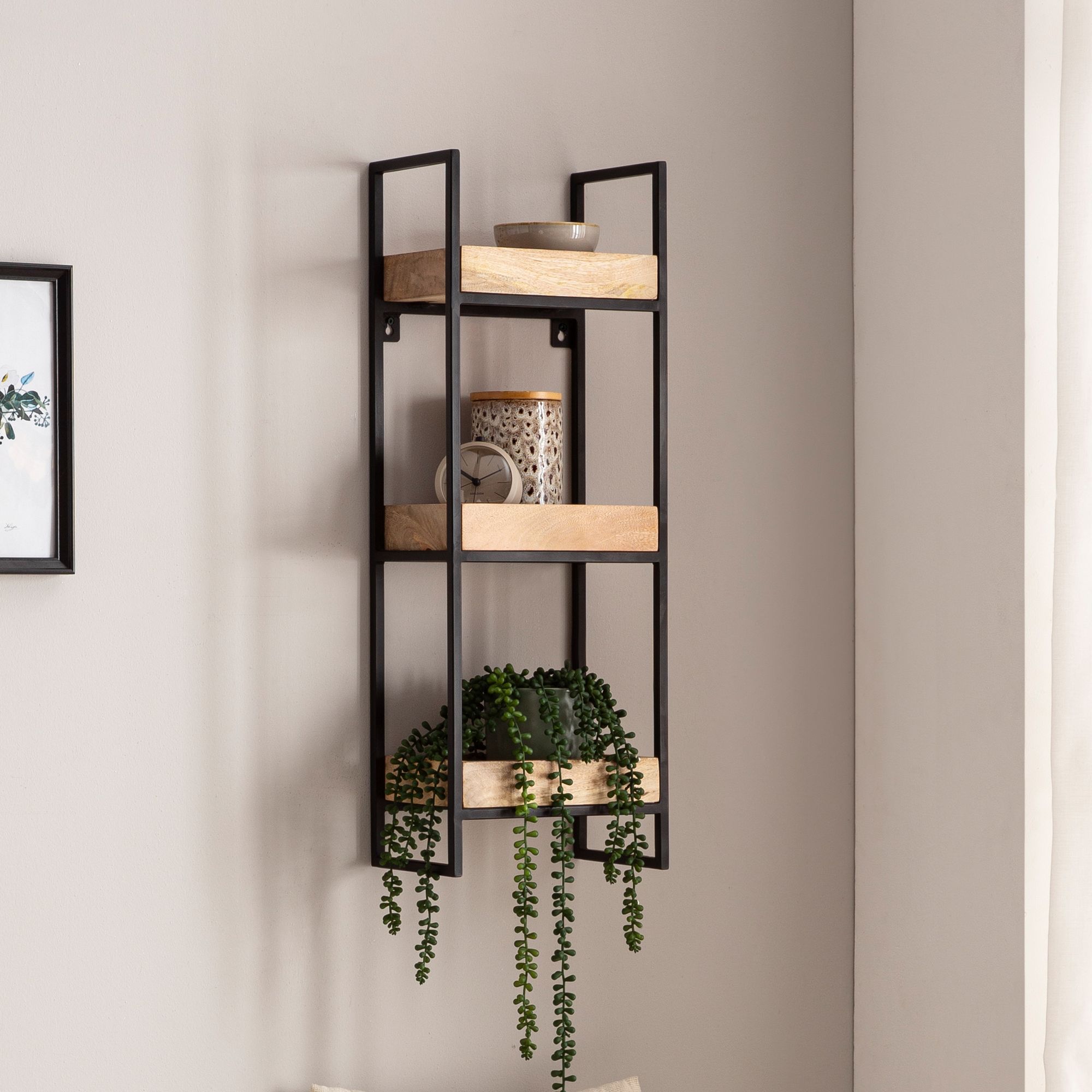 Wandregal Borhaug Mango Massivholz 27 × 18 × 77 cm