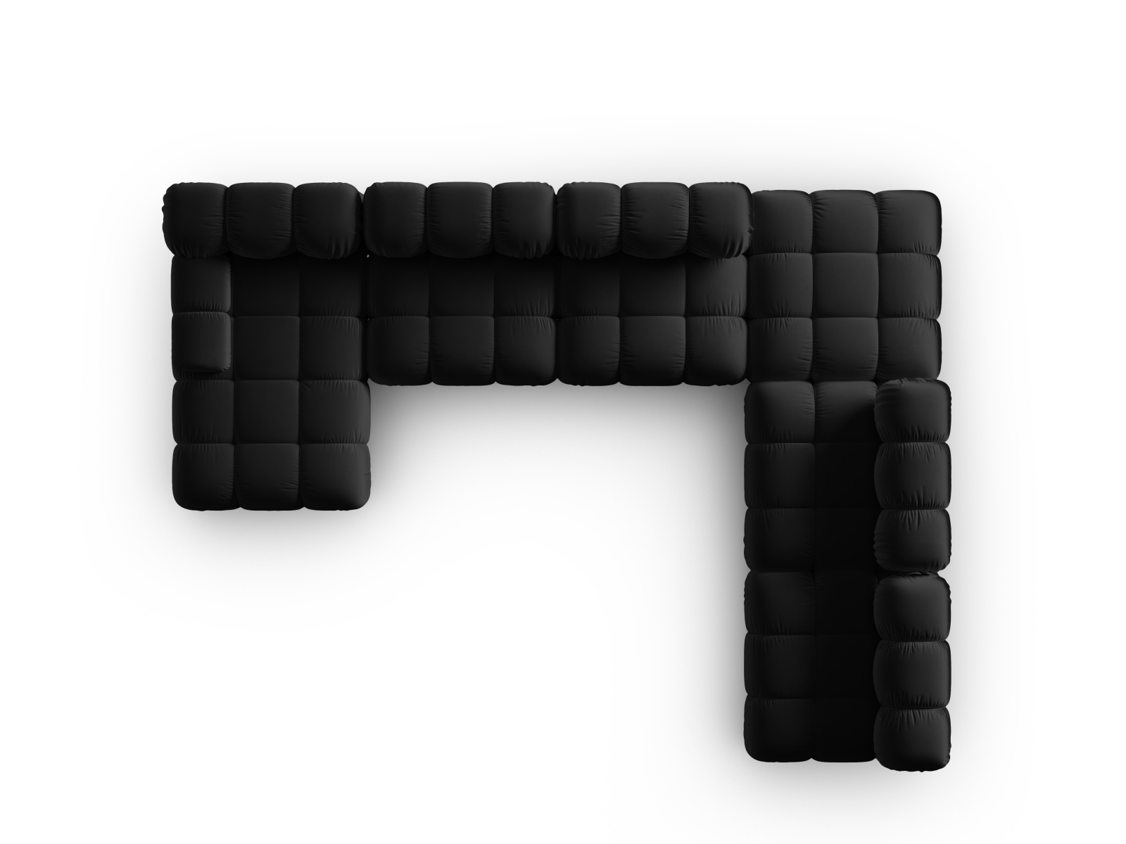 Micadoni Modulares Panorama Ecksofa Bellis 7-Sitzer Rechts Samt Bluvel Schwarz