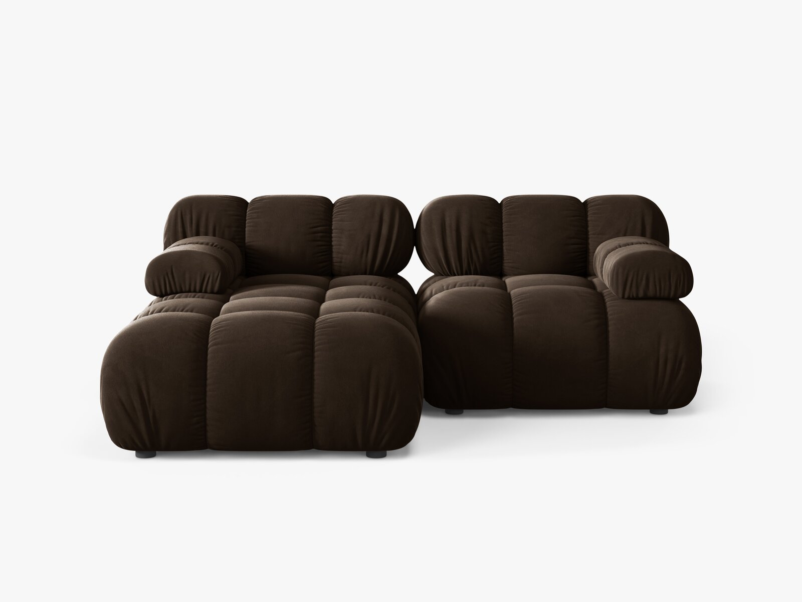 Micadoni Modulares Ecksofa Bellis 3-Sitzer Links Samt Bluvel Dunkelbraun