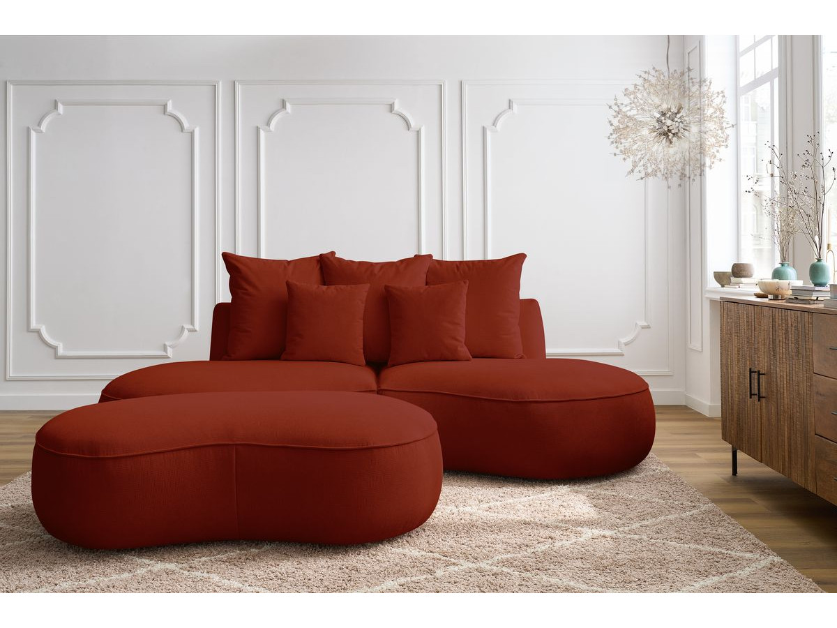 Bobochic Saint-germain Sofa 5-Sitzer mit Pouf Strukturstoff Rot