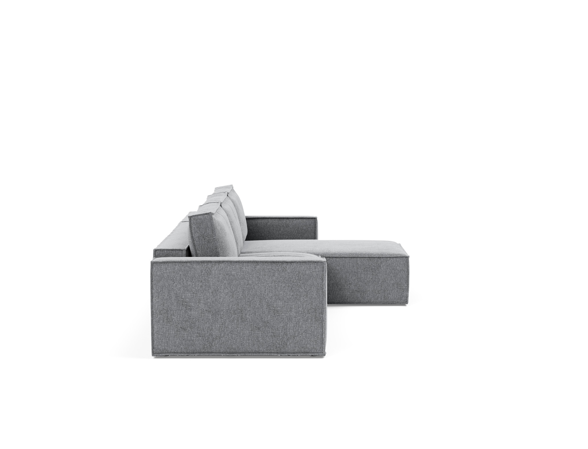 Schlafsofa Newilla mit Chaiselongue Strukturierter Stoff Twist 565-Granite