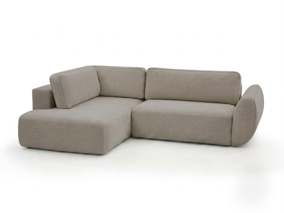 Bobochic Denise Ecksofa mit Schlaffunktion und Bettkasten 256 × 197 cm Strukturstoff Taupe Ecke links