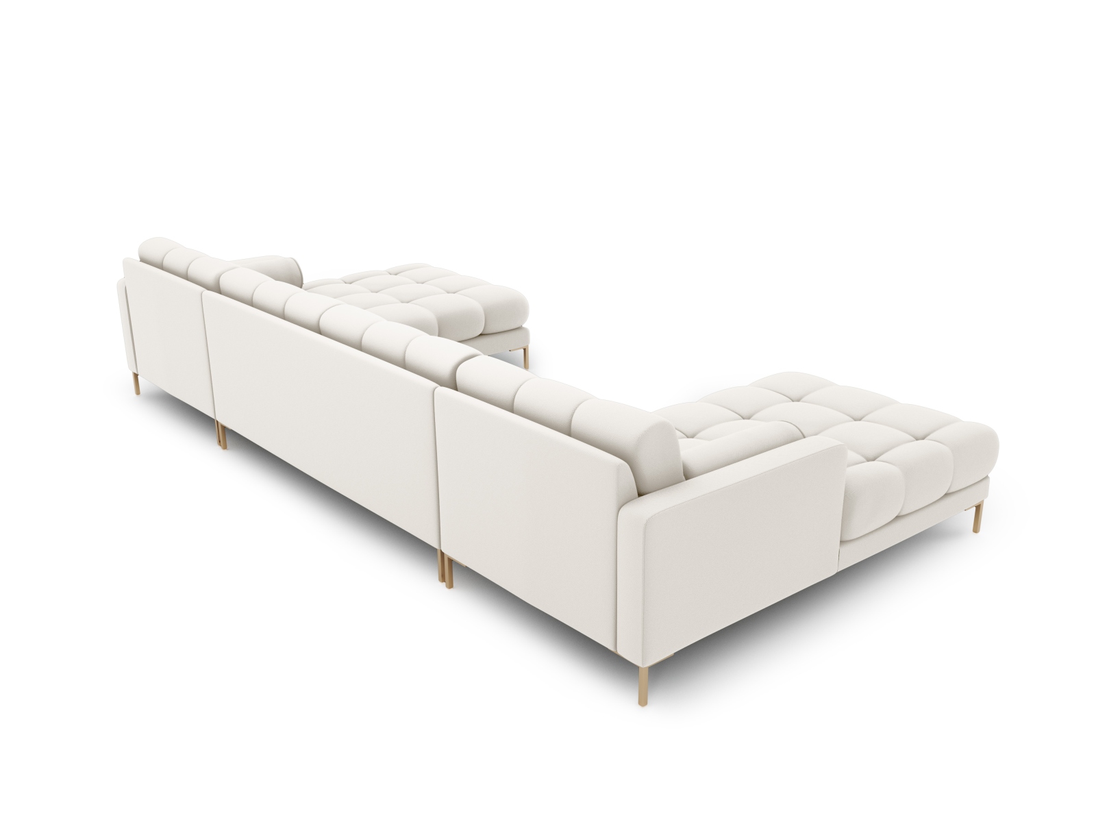 Cosmopolitan Design Panoramasofa Bali 7-Sitzer 383 cm Strukturierter Stoff Neve Helles Beige Beine Gold