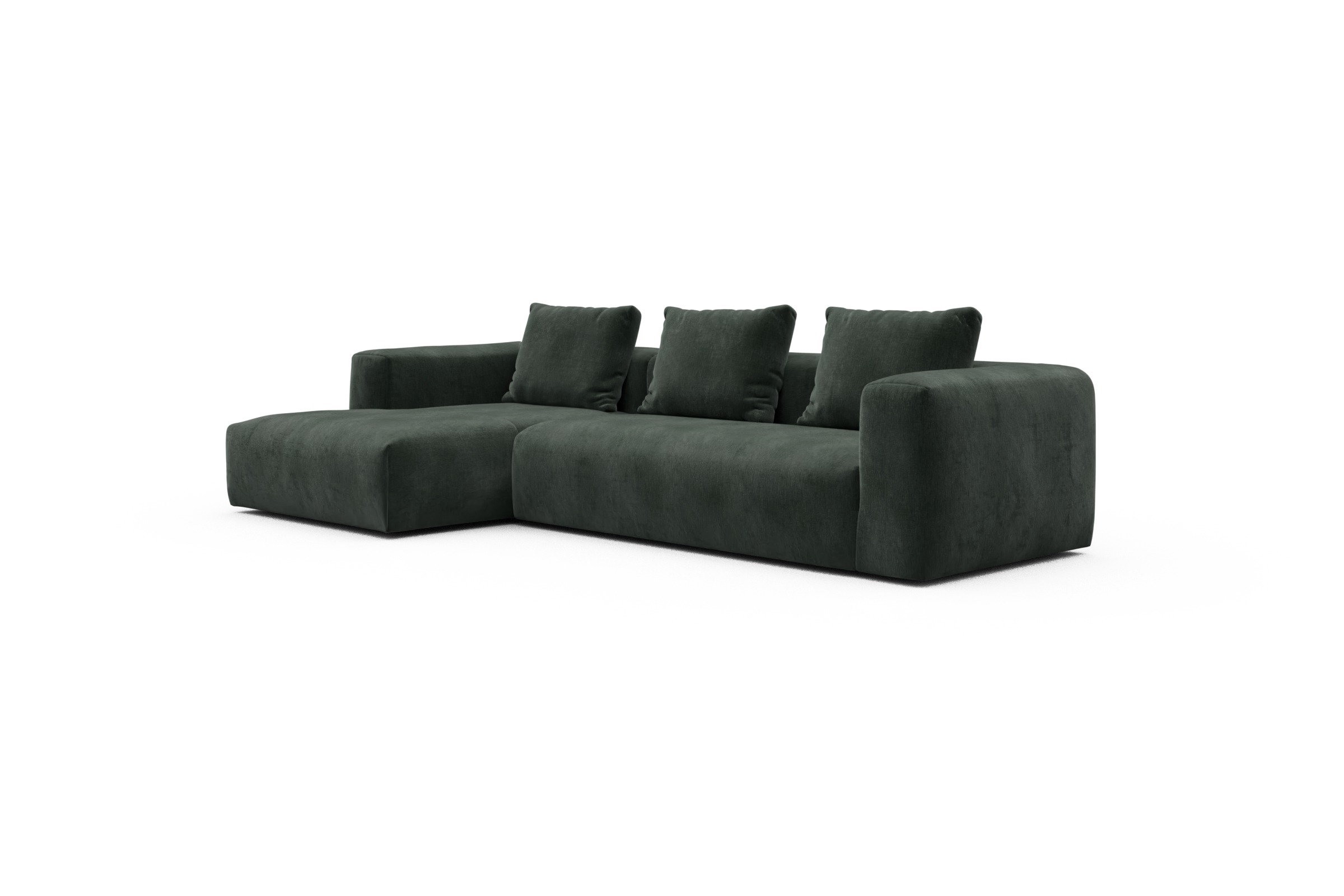 Ecksofa Fred Chaiselongue links mit 2,5-Sitzer Smooth-Laurel-Green