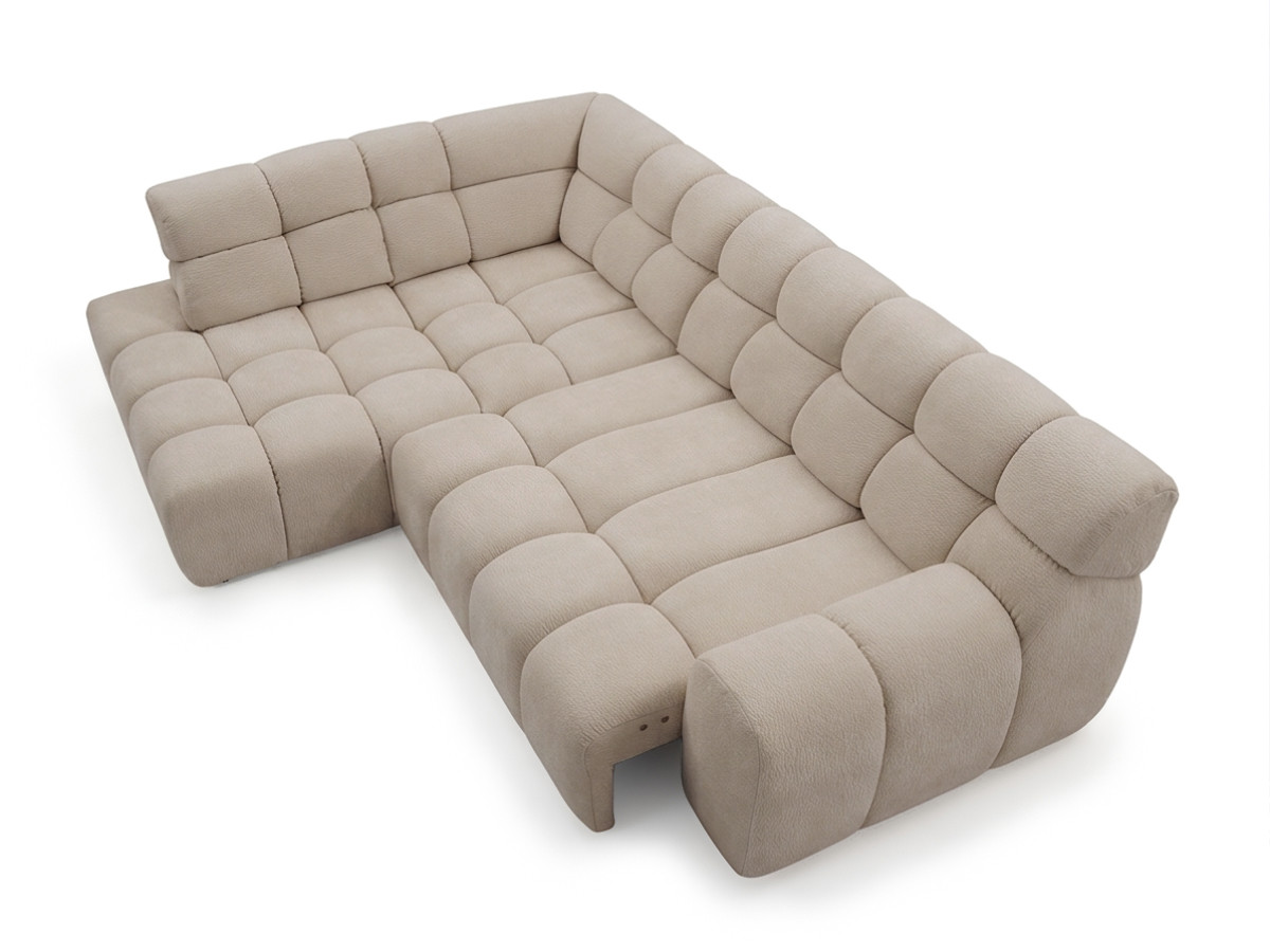 Bobochic Andre Ecksofa mit Schlaffunktion Chenille Beige Ecke links