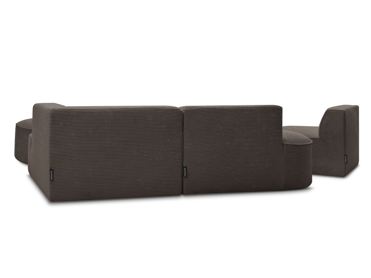 Bobochic Rousseau Ecksofa mit Sofamodul und Pouf Cordsamt Braun Ecke rechts