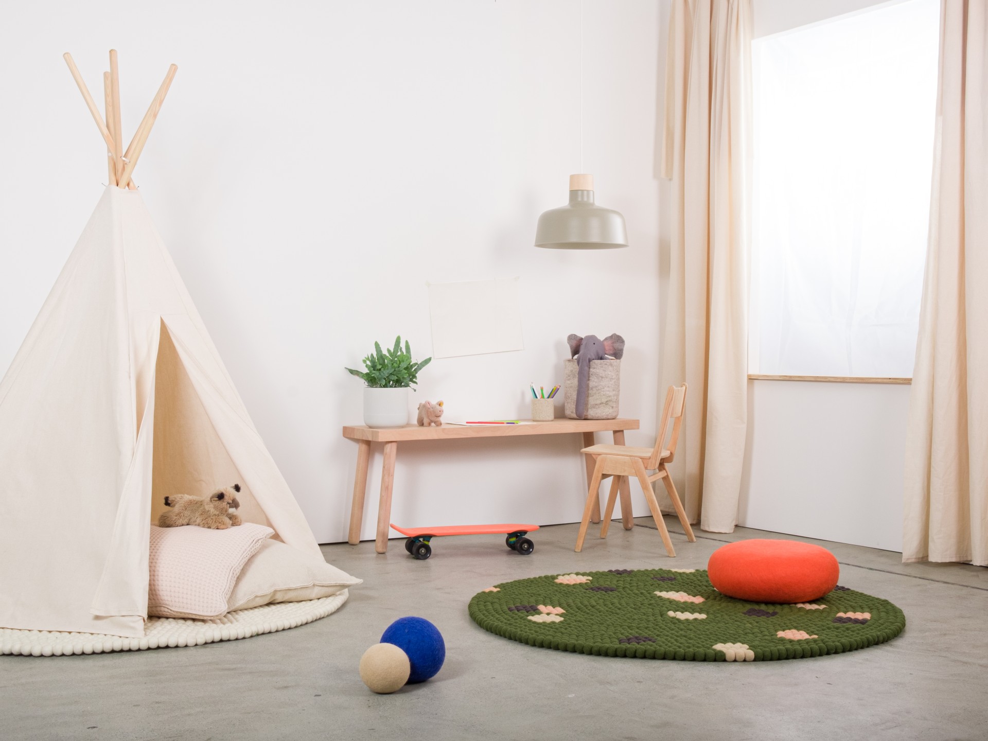 myfelt Terra Moss Filzkugelteppich Grün rund Ø 50 cm