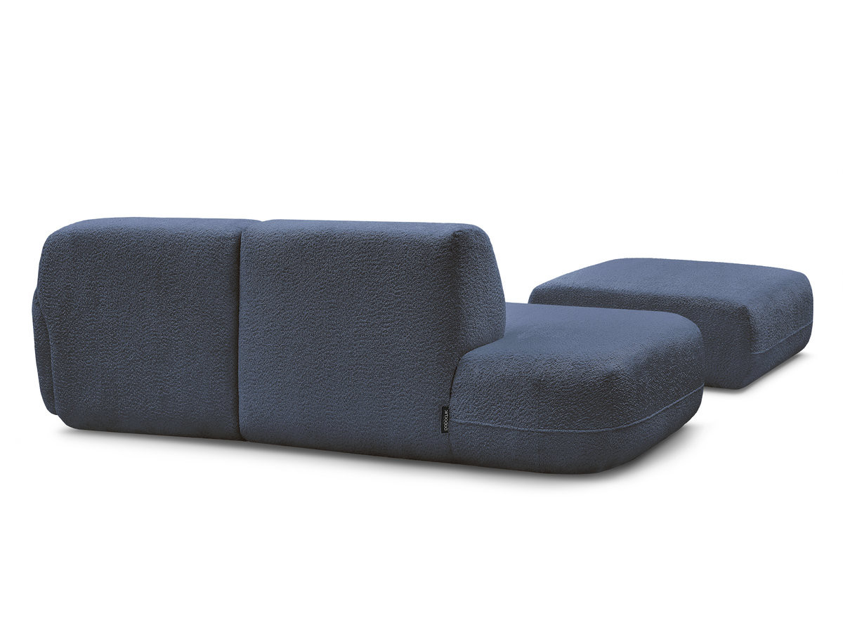 Bobochic Anda Ecksofa mit Pouf 241 × 163 cm Chenille Dunkelblau Ecke rechts
