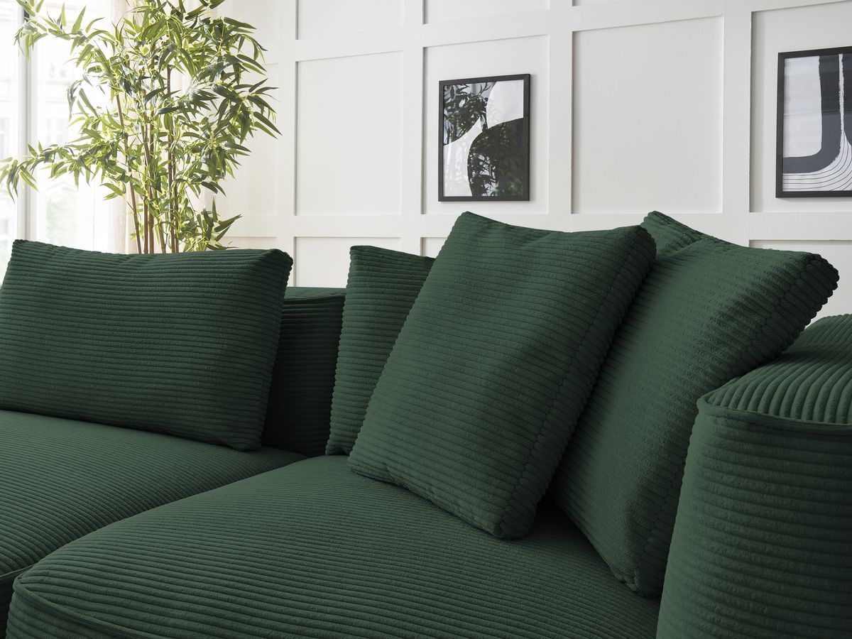 Bobochic Leopold Sofa 3-Sitzer Cordsamt Dunkelgrün Armlehne rechts