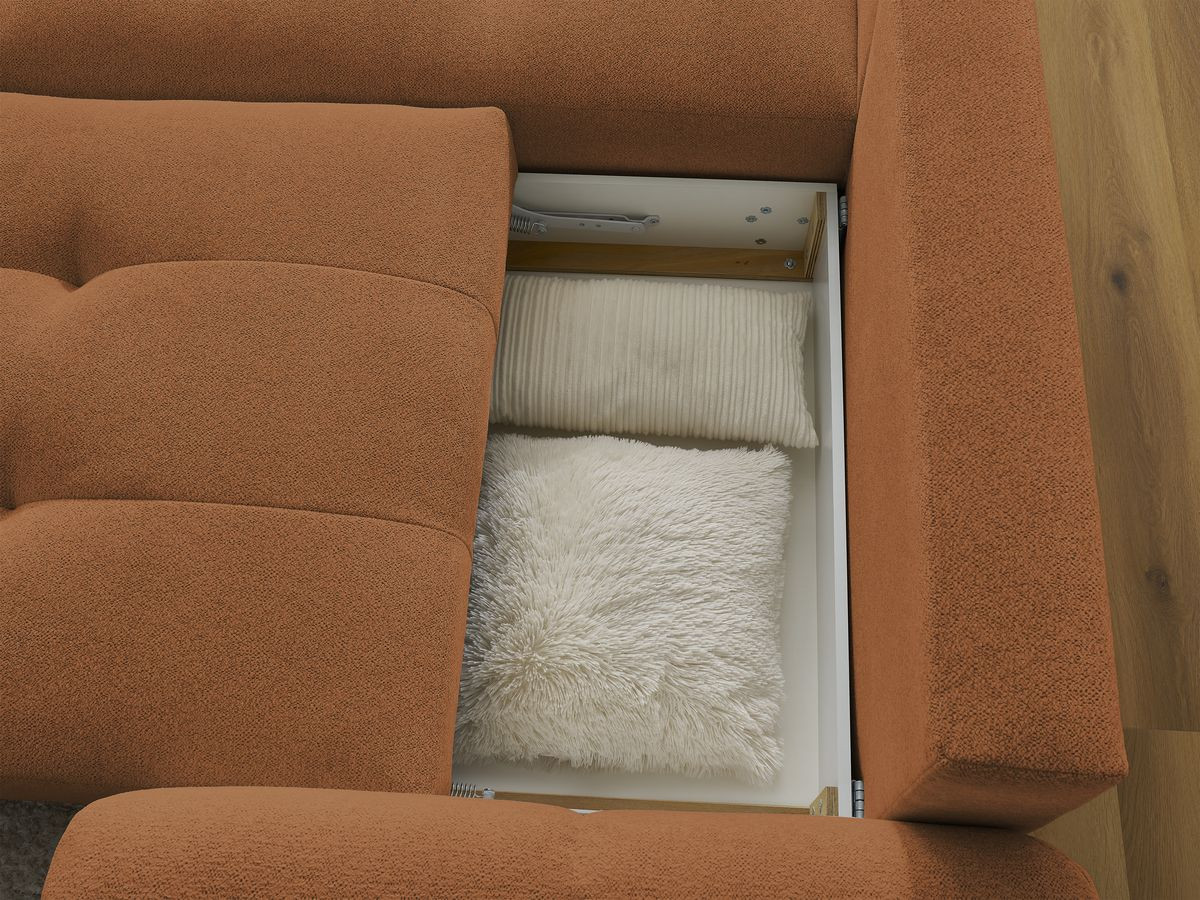 Bobochic Roxelane Ecksofa mit Schlaffunktion und Bettkasten 258 × 150 cm Melange-Stoff Orange Ecke links