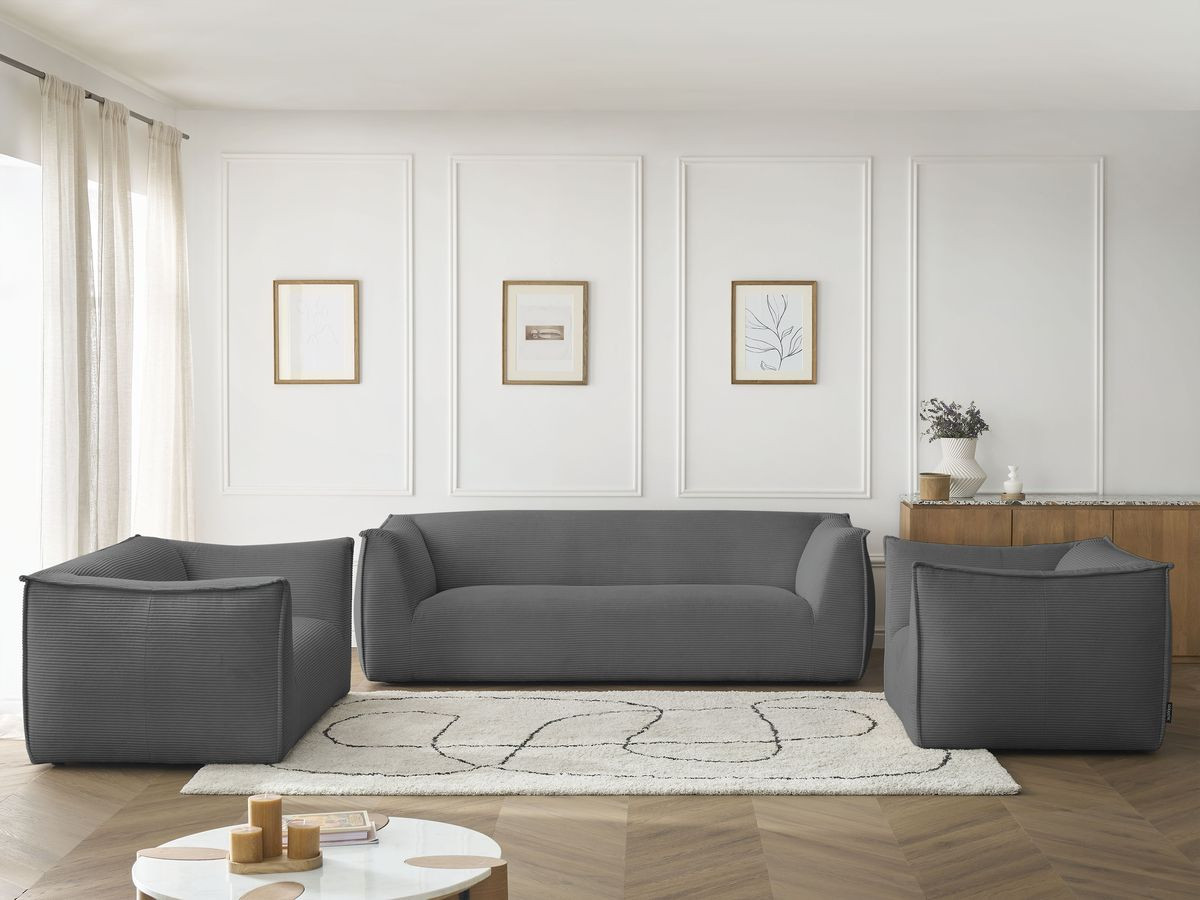 Bobochic Giorgia Sofa 5-Sitzer 534 × 100 cm Cordsamt Dunkelgrau