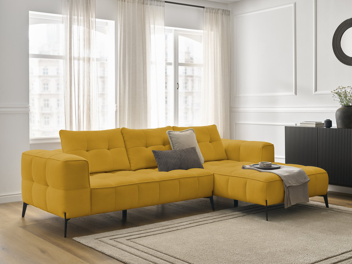 Bobochic Anis Ecksofa Strukturstoff Gelb Ecke rechts