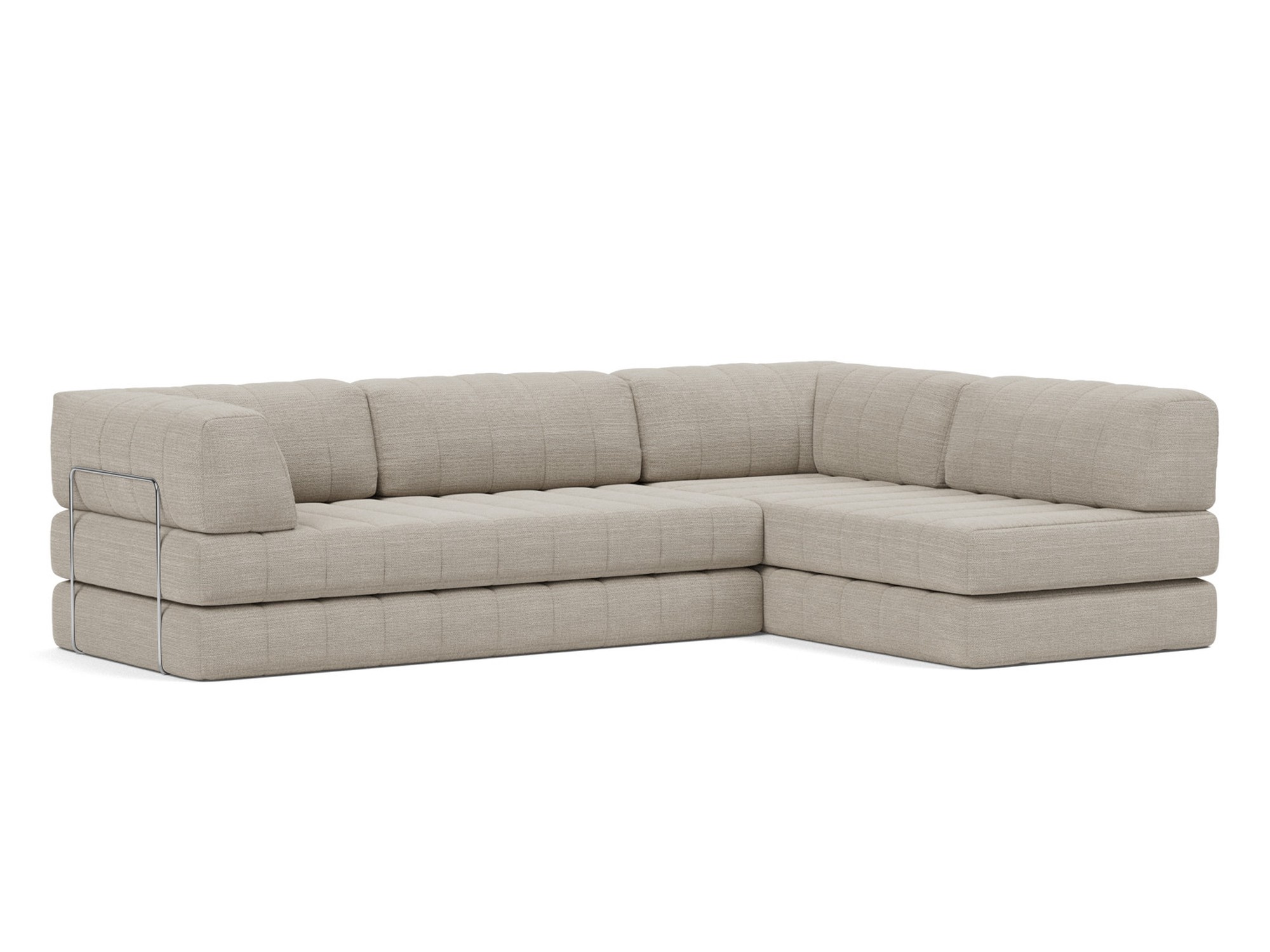 Eck-Schlafsofa CozyPad L-Form mit Armlehne Strukturierter Stoff Kenya 579-Gravel