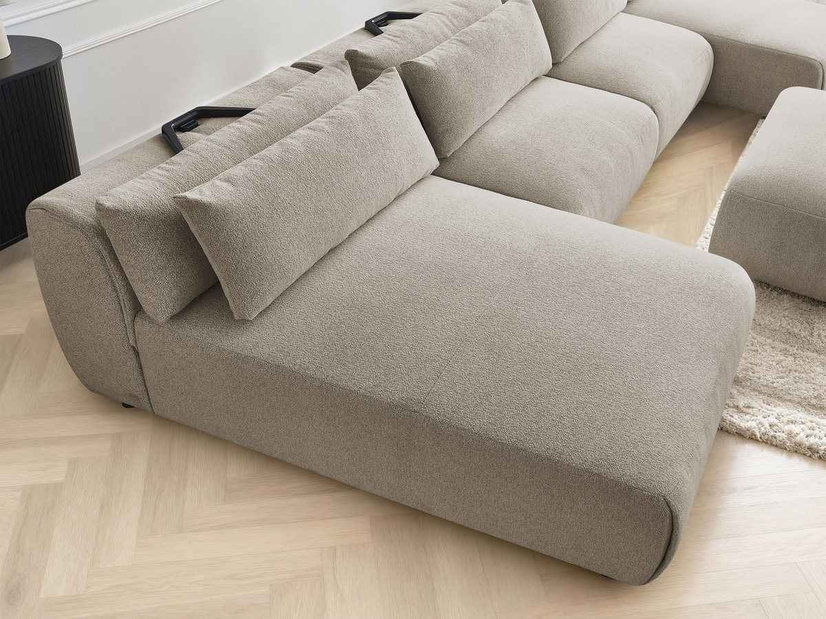 Bobochic Jana Wohnlandschaft mit großem Pouf Melange-Stoff Taupe