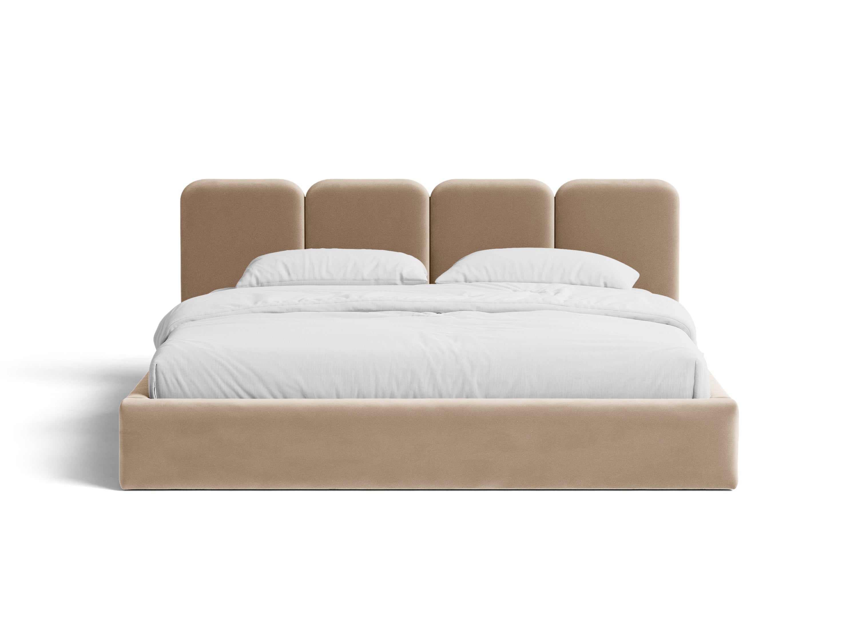 Micadoni Stauraumbett mit Kopfteil Saga Samt Magic Velvet Mandelbeige 160x200