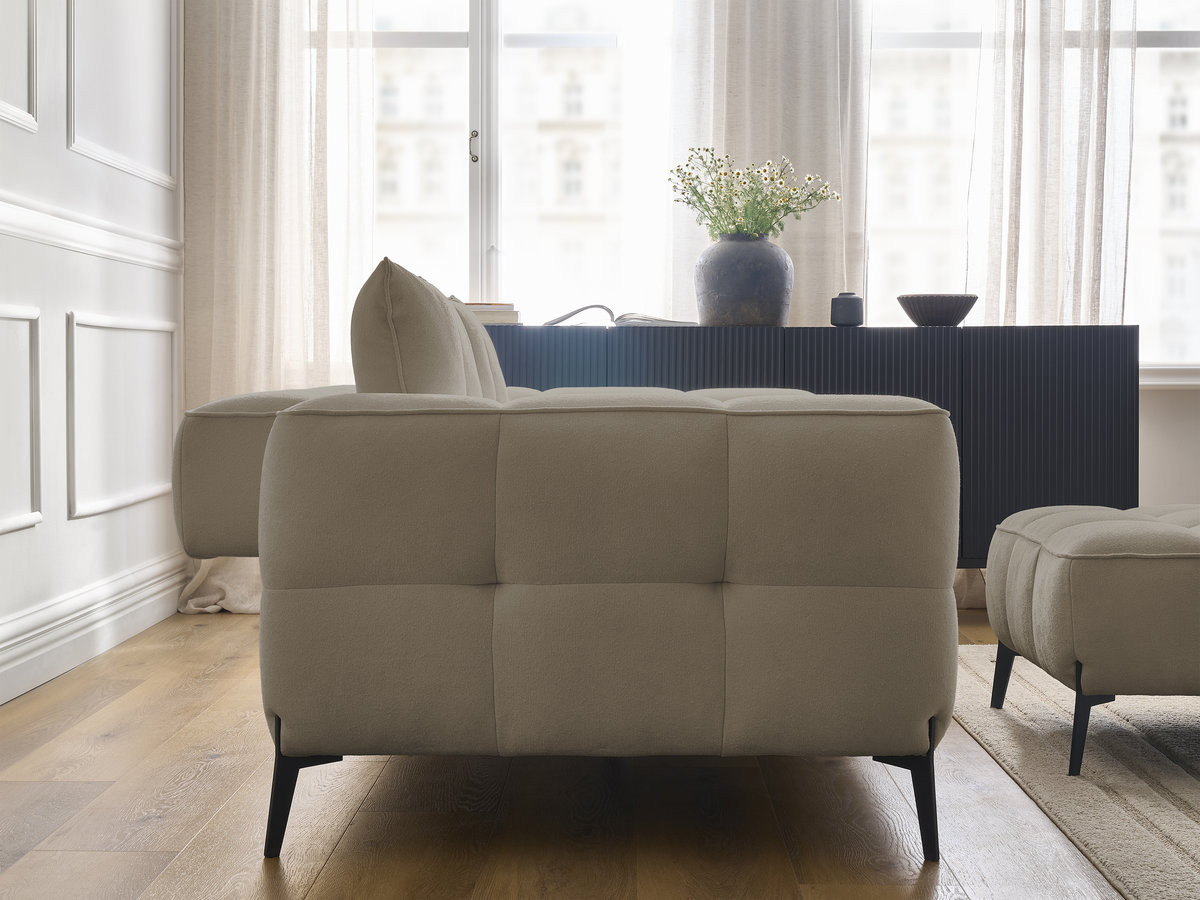 Bobochic Anis Sofa 3-Sitzer mit Pouf Strukturstoff Taupe