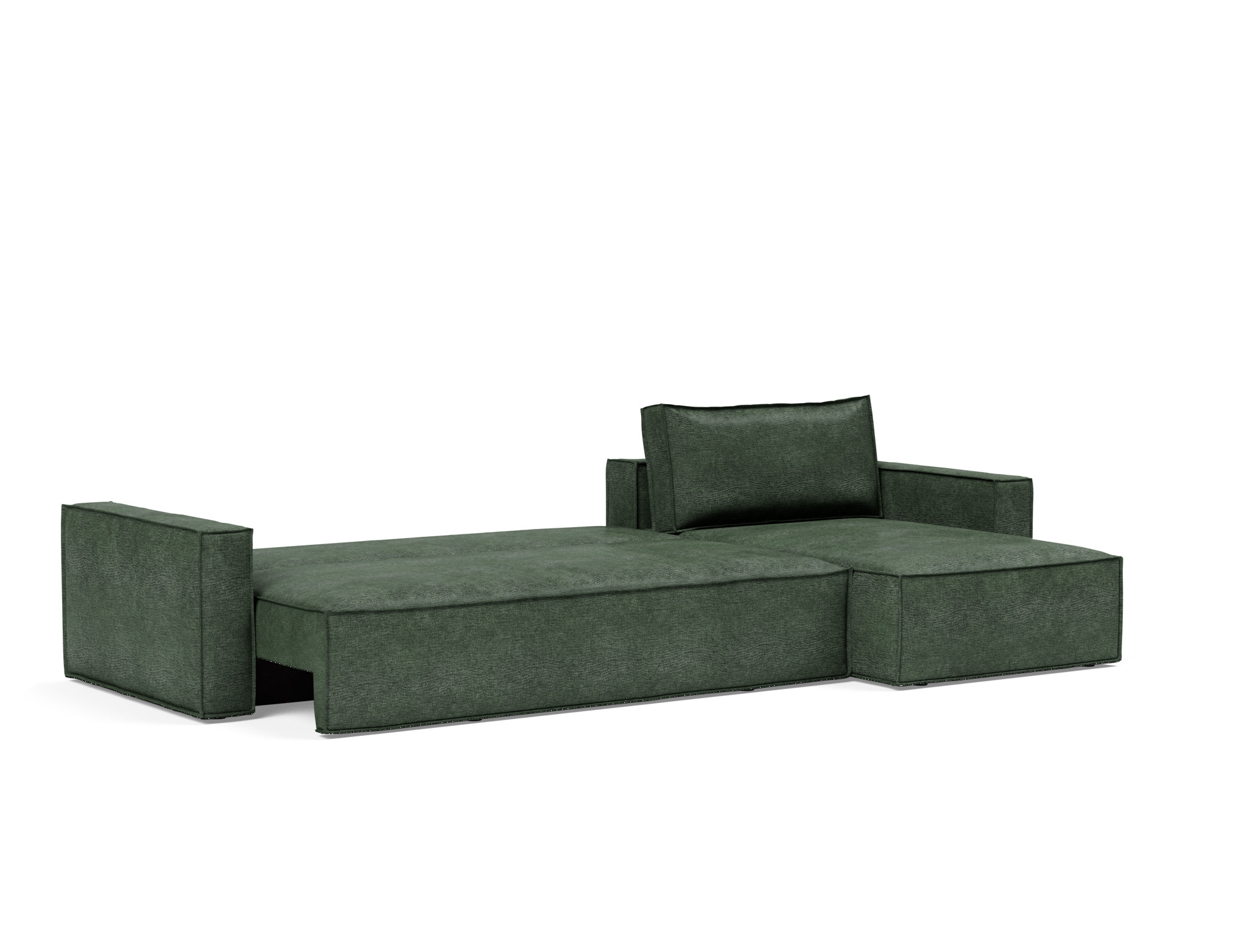 Schlafsofa Newilla mit Chaiselongue Flachgewebe Avella 281-Pine-Green