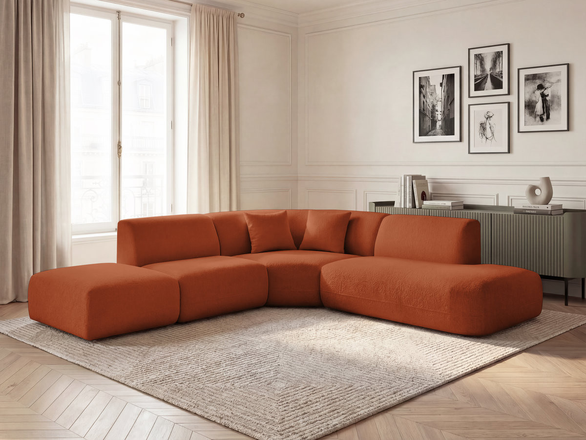 Bobochic Anda Ecksofa 279 × 264 cm Chenille Orange Ecke rechts