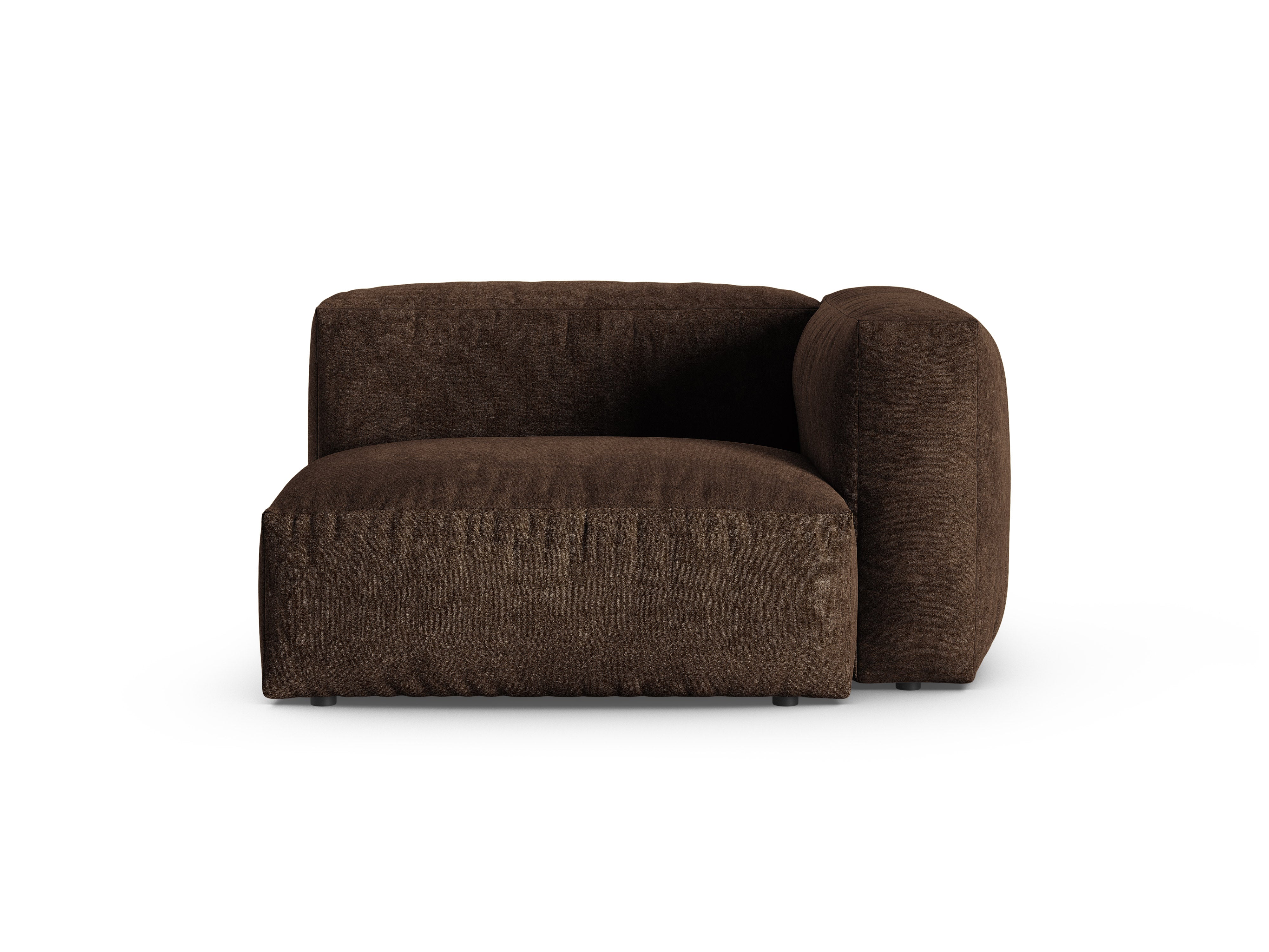 Micadoni Eckmodul mit Armlehne Martina 1-Sitzer 90cm Sitztiefe Samt Vogue Schokolade Rechts