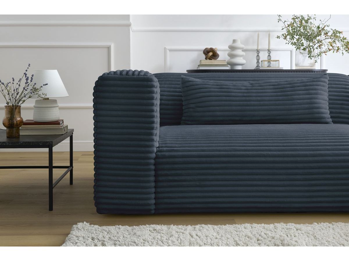 Bobochic Harry Ecksofa Breitcord weich Dunkelblau Ecke rechts