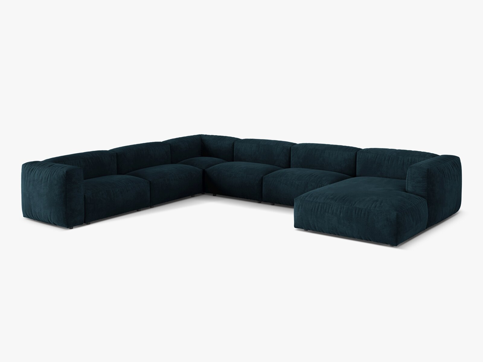 Micadoni modulares Ecksofa XL Martina 6-Sitzer Links Samt Vogue Dunkel Petrol