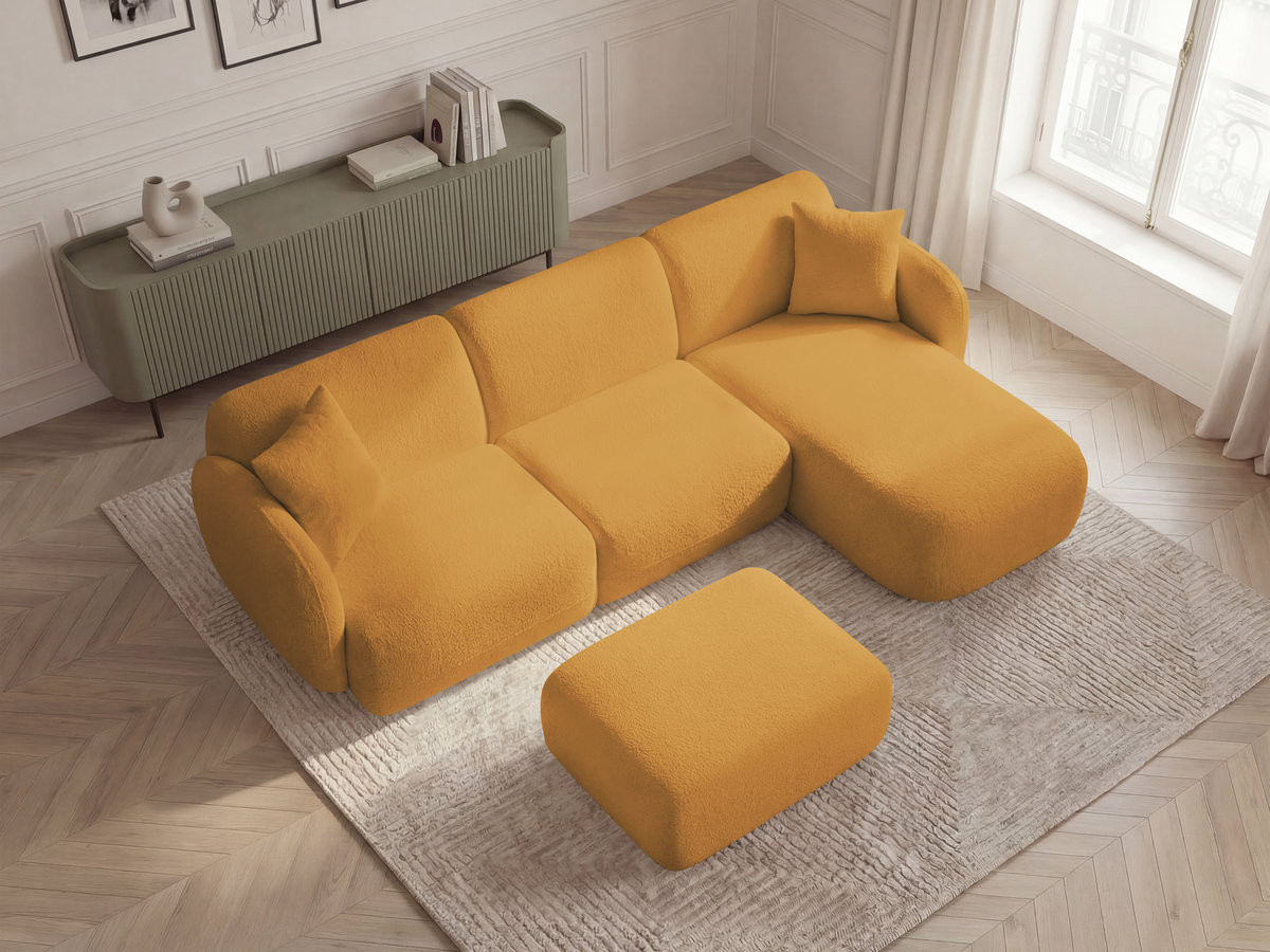 Bobochic Anda Ecksofa mit Pouf 292 × 163 cm Chenille Gelb Ecke rechts
