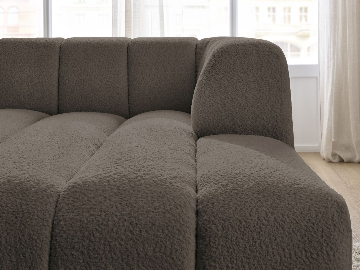 Bobochic Annecy Méridienne-Modul Bouclé-Stoff Braun Ecke rechts