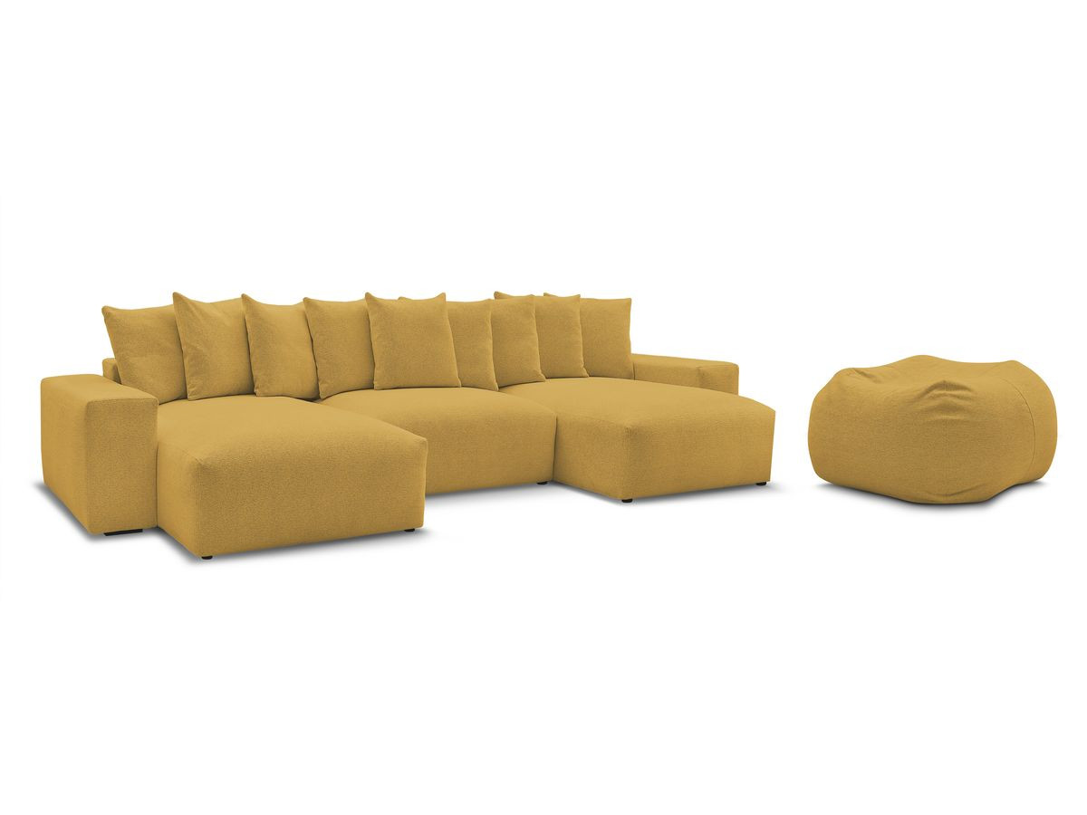 Bobochic Voltaire Wohnlandschaft mit Pouf 420 × 174 cm Melange-Stoff Gelb