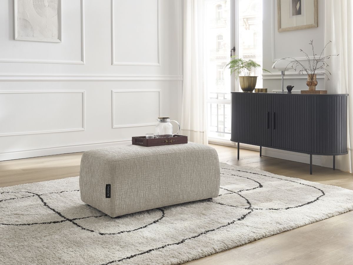 Bobochic Atilla Pouf Strukturstoff Beige