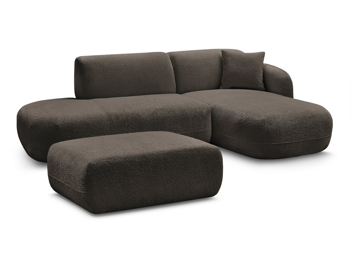 Bobochic Anda Ecksofa mit Pouf 241 × 163 cm Chenille Braun Ecke rechts
