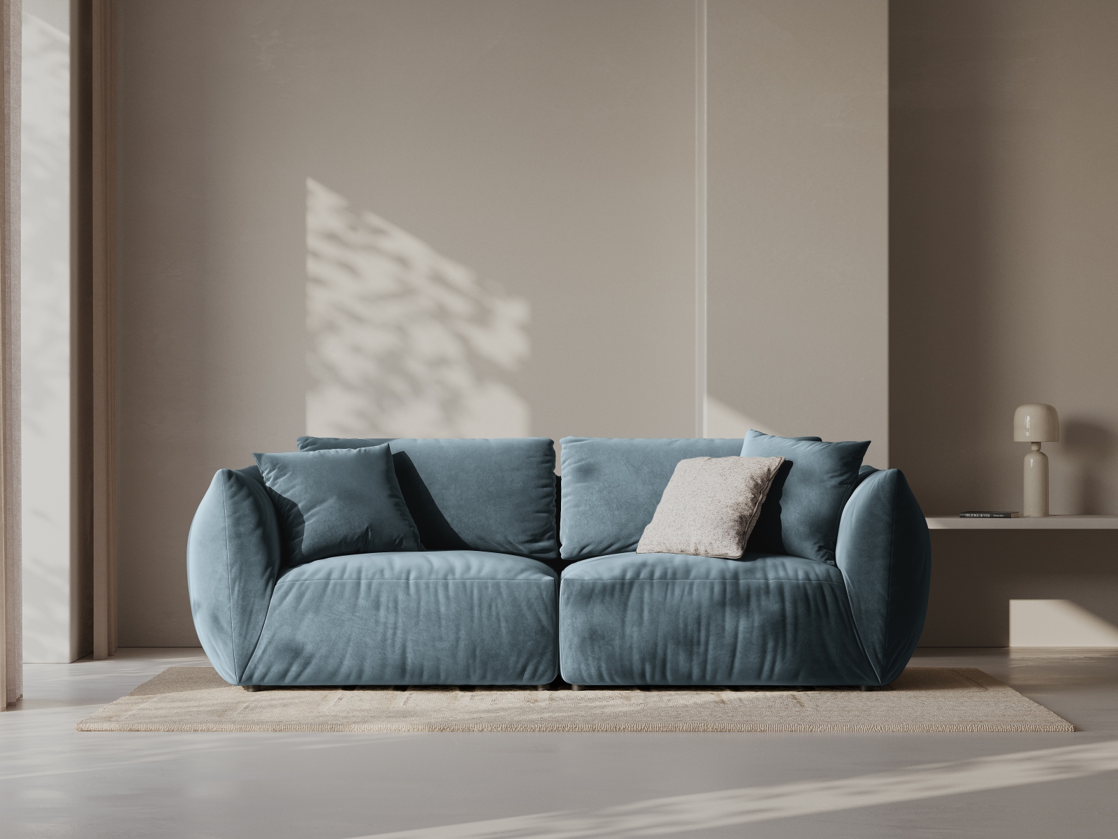 Micadoni Sofa Chris 3-Sitzer Samt Pastellblau