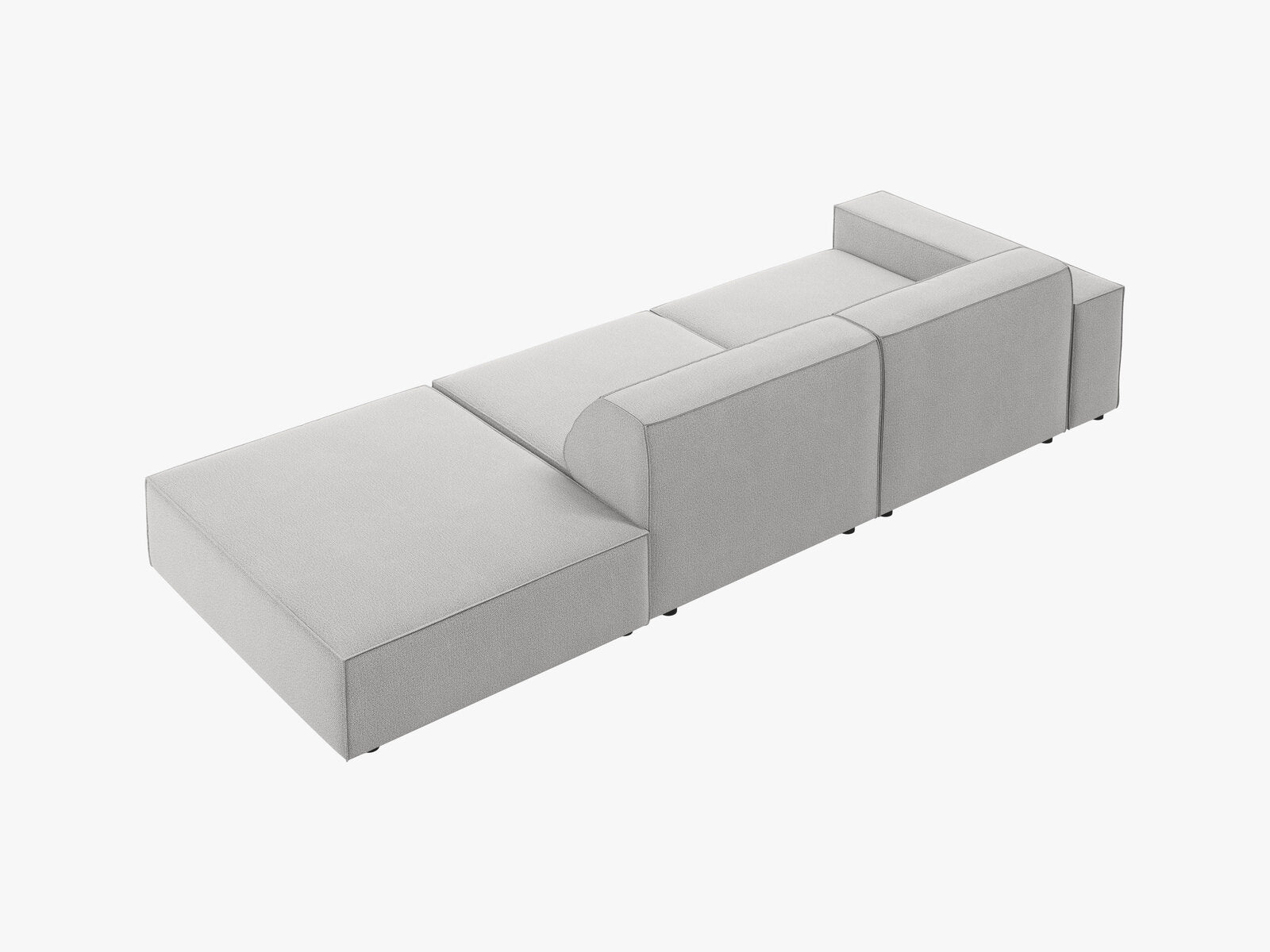 Micadoni Sofa Jodie 3-Sitzer Rechts Strukturierter Stoff Megan Hellgrau